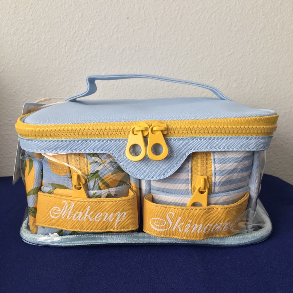 Lemon and Stripe Travel Cosmetic Bag Set - Picture 2 of 16